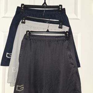 Men's Athletic Shorts Set With Zipper Pockets - Black, Gray, Navy